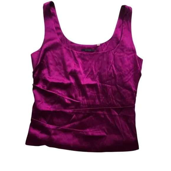 Elie Tahari Office Siren Silk Blend Tank Top Blouse S Magenta Purple Draped - Picture 7 of 13